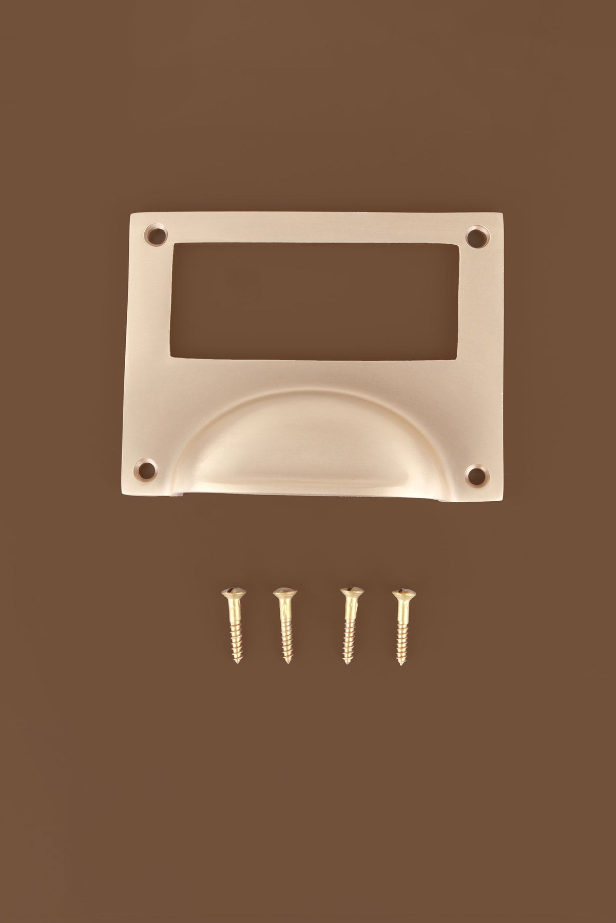 Card frame cup pull in satin brass