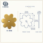 Size drawing: flower backplate 51mm in satin brass