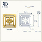 Size drawing: fretwork backplate 45mm in satin brass