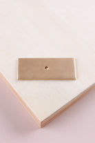 Satin brass rectangle backplate, 60 x 25mm: solid brass with a 4mm centre hole for the knob bolt