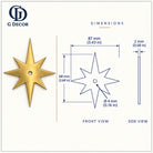 Size drawing: star backplate 87x68mm in satin brass