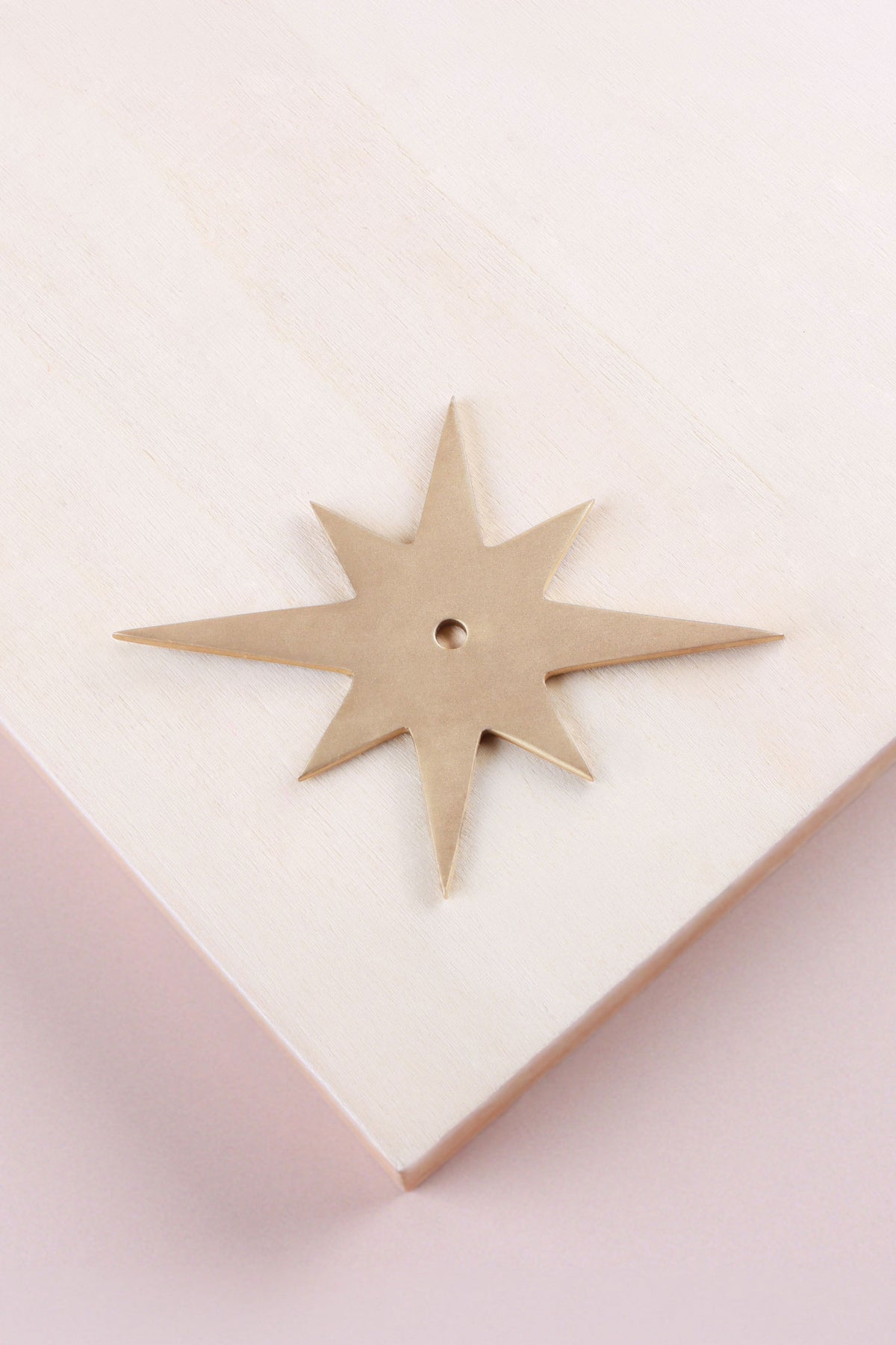 Satin brass star backplate, 87 x 68mm: solid brass with a 4mm centre hole for the knob bolt