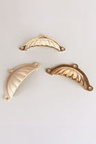 Scalloped cup pull in polished, aged and satin brass, fourth view