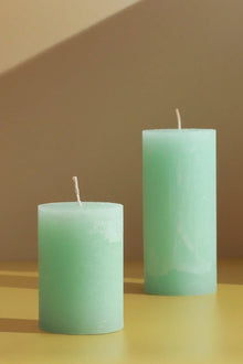 Scented Breeze Marbled Pillar Candle in Green with Garden Retreat