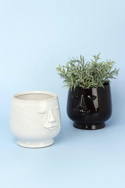 Sculptural Human Face Ceramic Planter and Vase
