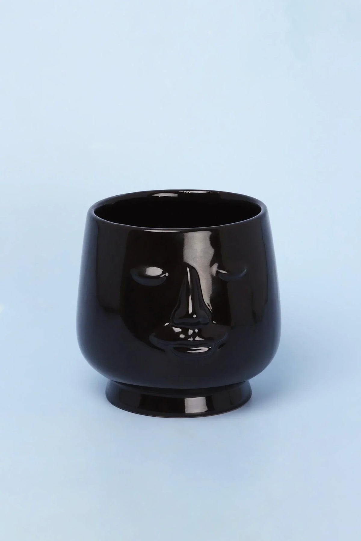 Sculptural Human Face Ceramic Planter and Vase — close-up view, G Decor