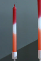 GlowTone Ruby Flame Ombre Taper Candles Pair — close-up view, G Decor