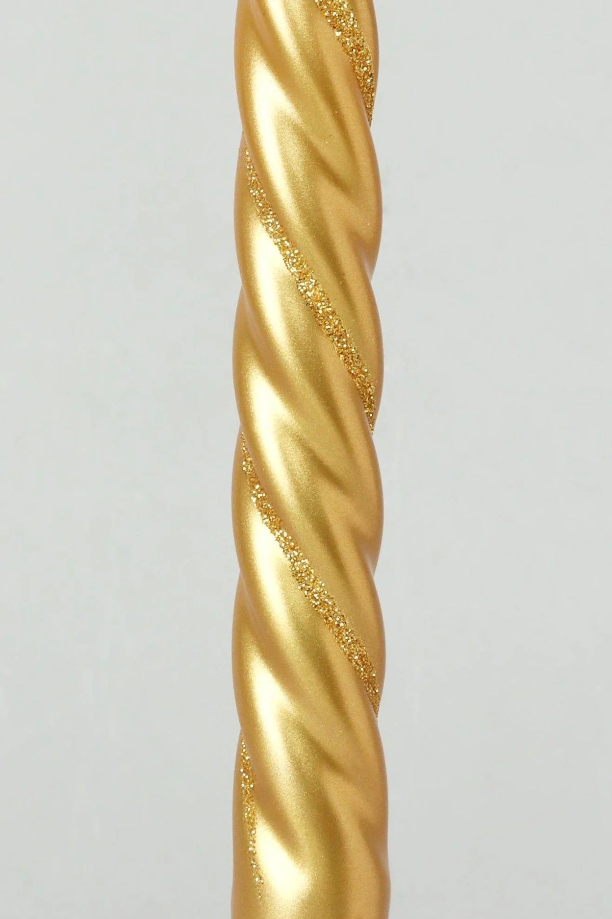 Maison Dorée Pair of Antique Gold Spiral Glitter Taper Candles — alternate view, G Decor