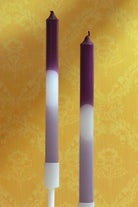 GlowTone Lavender Dusk Ombre Taper Candles Pair — close-up view, G Decor