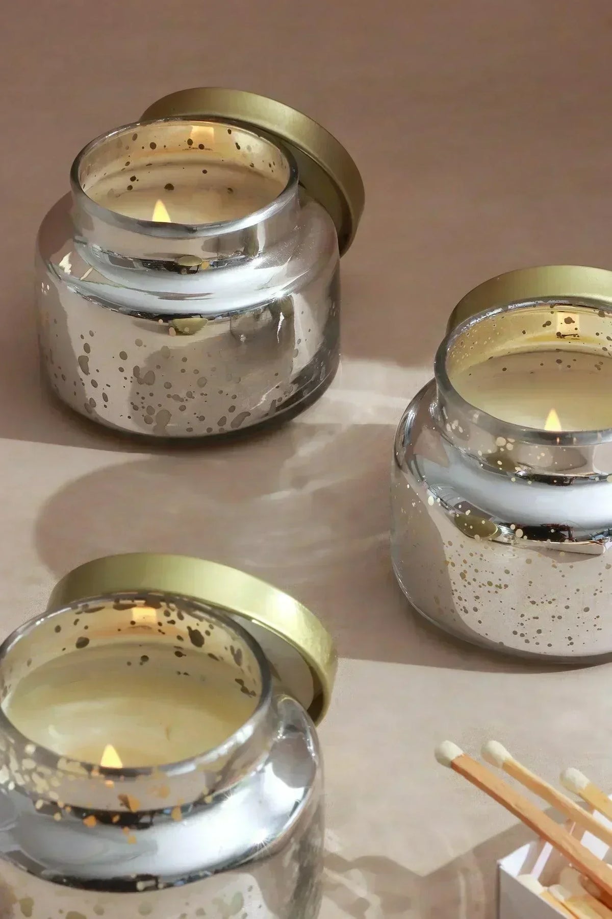 Aurielle Linen Soy Wax Jar Candles Set of 3 in Silver — G Decor