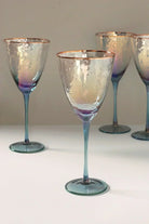 Iridescent grey hammered wine glasses, set of 4 — handmade textured glassware, G Decor