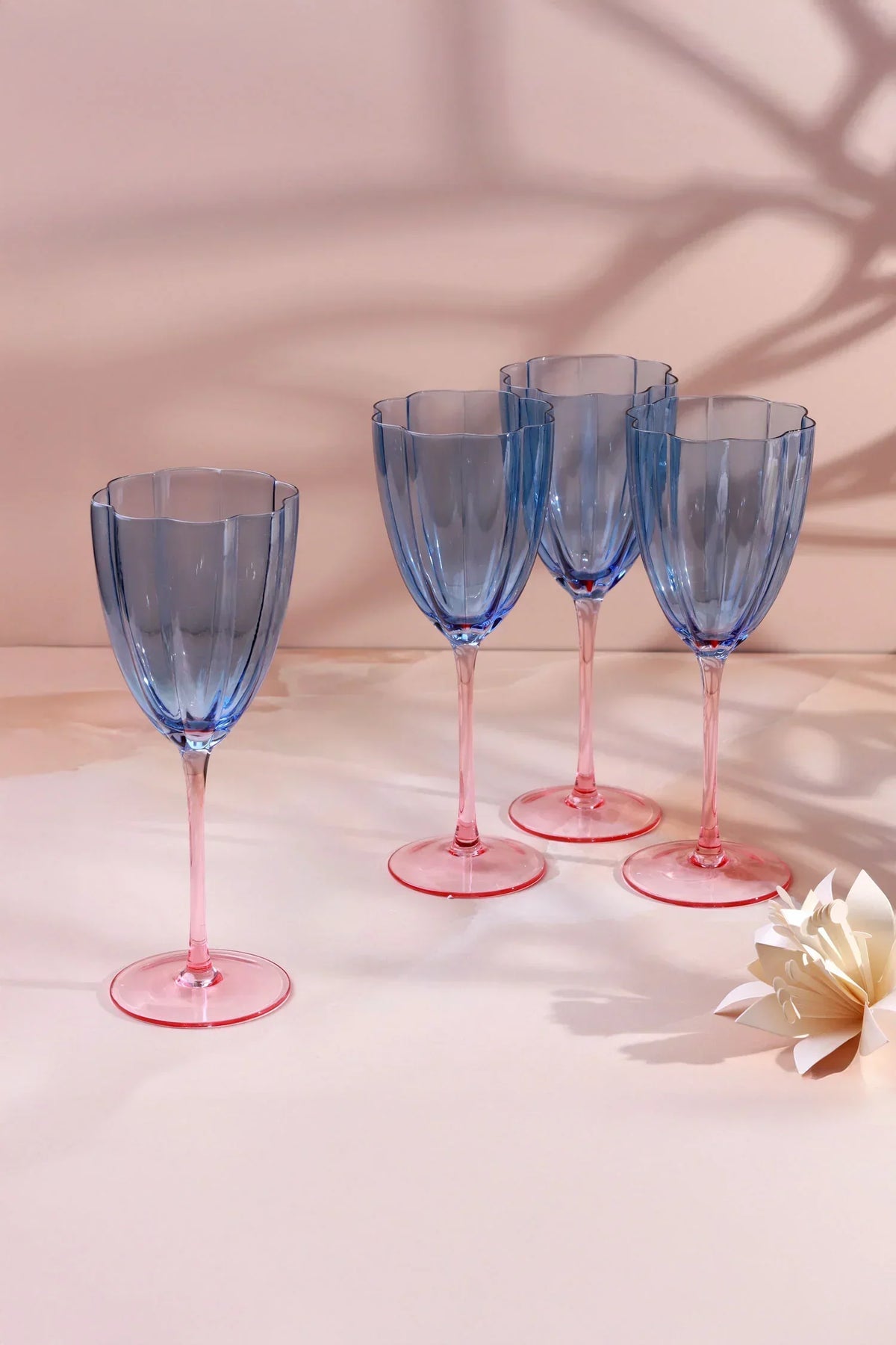 Laurent Tall Stem Fluted Wine Glasses Set of 4 — G Decor