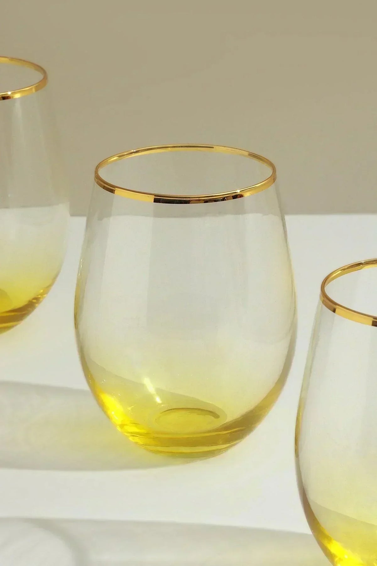 Radiance Ombre Tumbler Glasses, Golden Sunrise — lifestyle view, G Decor