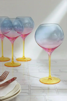 Gin Gläser-Set, 4-teilig, mit Sonnenuntergang, Regenbogen und irisierendem Effekt