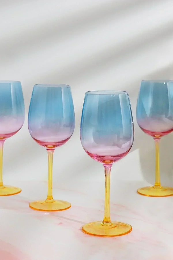 Sunset Rainbow Iridescent Wine Glasses Set of 4
