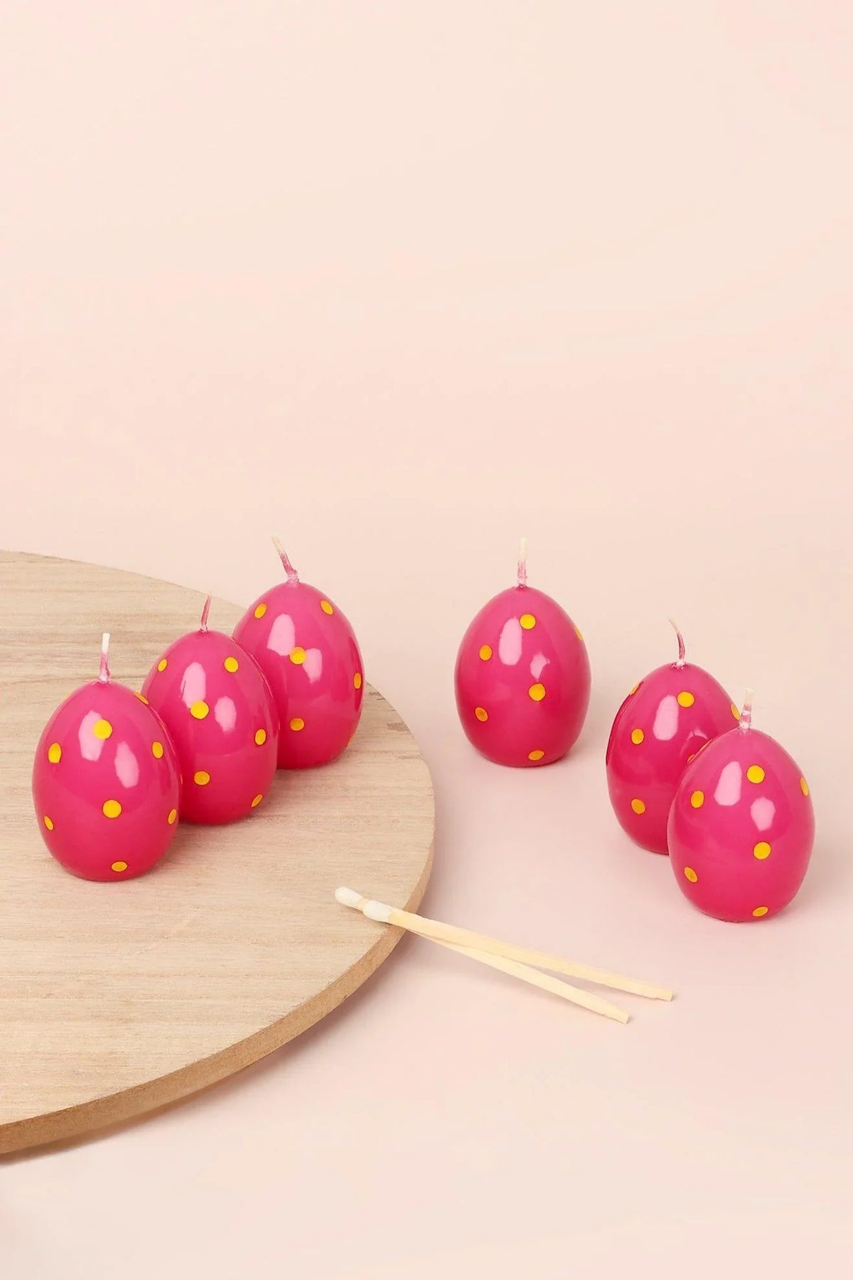 Pink Easter Polka Egg Candles in Blossom Patch — G Decor