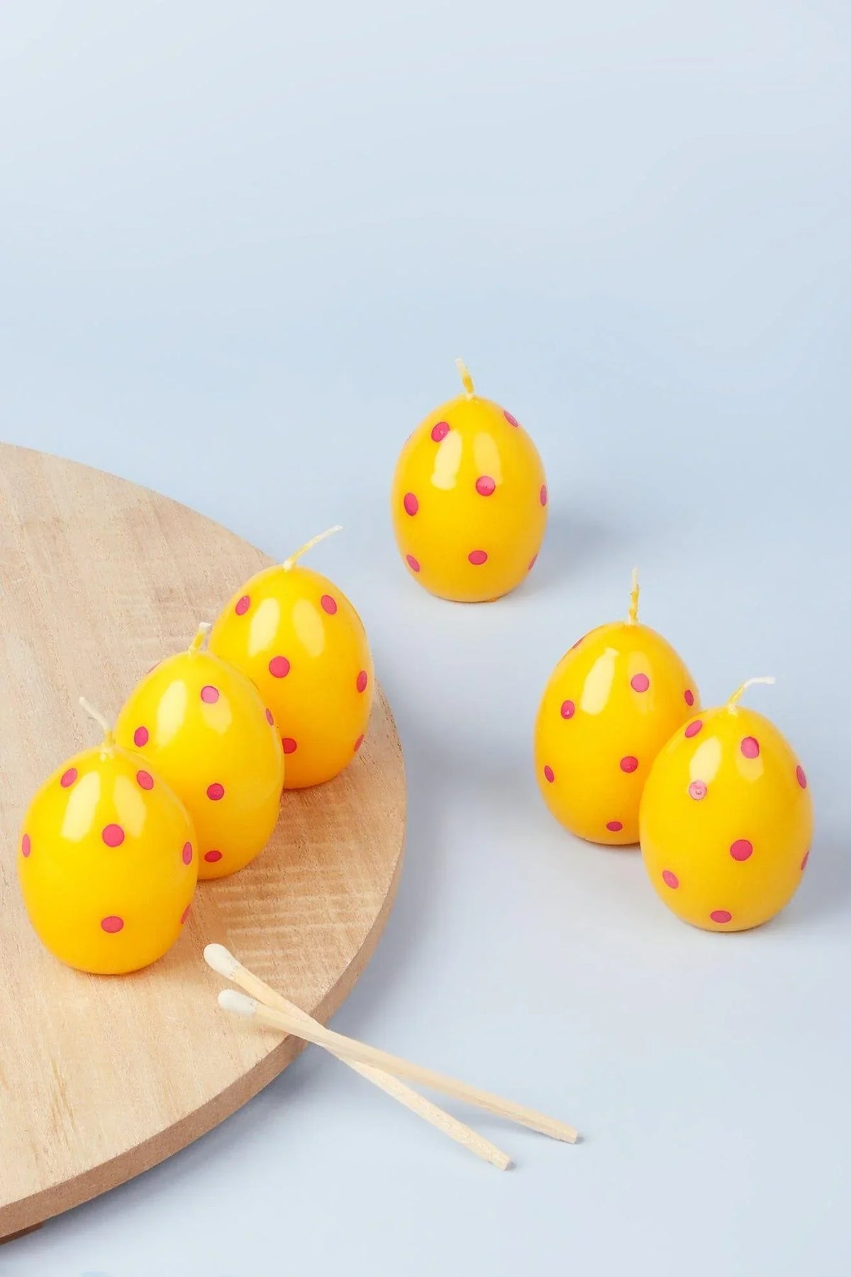 Yellow Easter Polka Egg Candles in Sunny Barnyard — G Decor