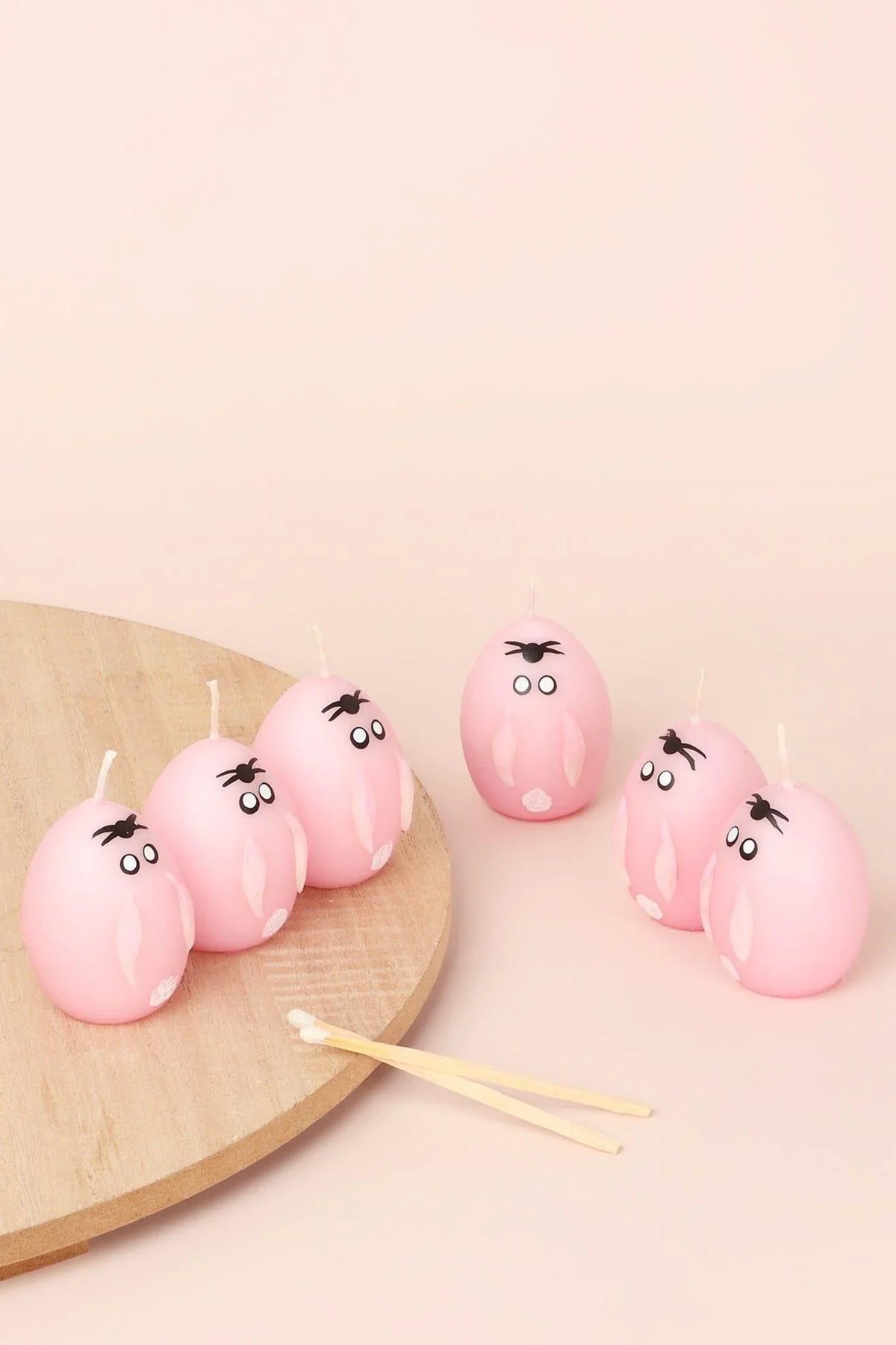 Little Flame Club Blush Pink Hoppy Hand-Painted Egg Candles — G Decor
