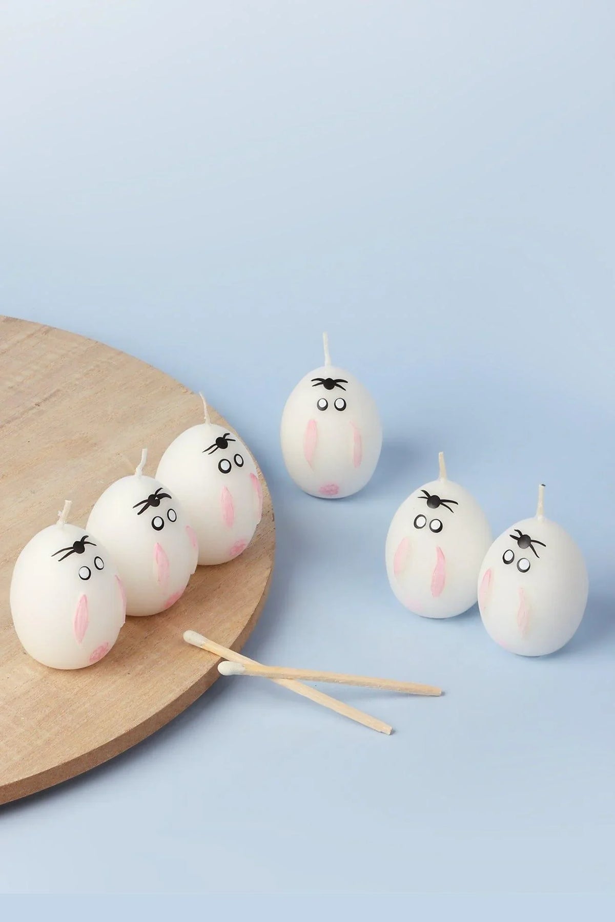 Little Flame Club Milk White Hand-Painted Egg Candles — G Decor