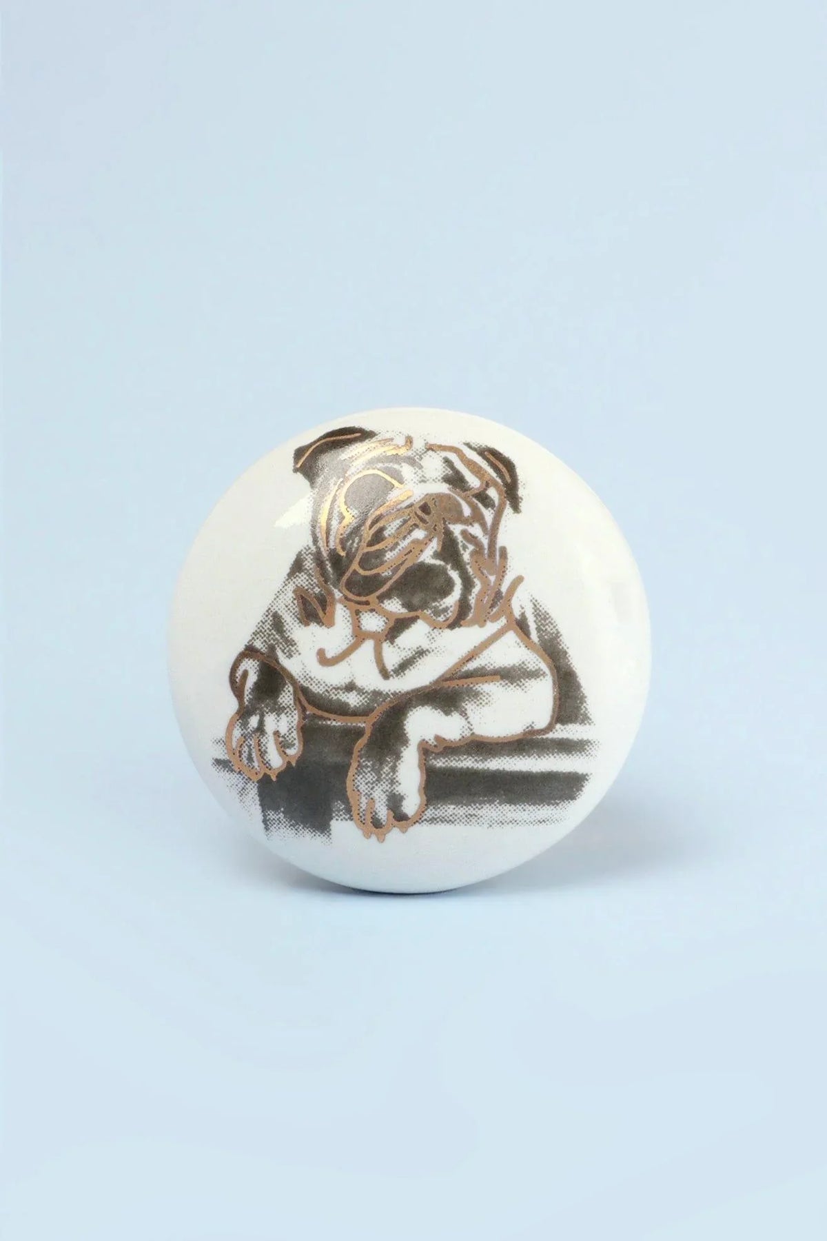 Playful Pup Black and Gold Ceramic Dog Cabinet Knobs Set of 8 — close-up view, G Decor