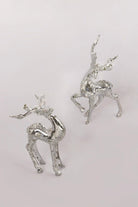 Silver mottled glass reindeer Christmas decorations — alternate view, G Decor
