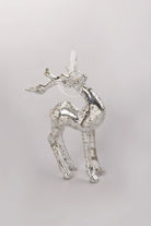Silver mottled glass reindeer Christmas decoration close-up — G Decor