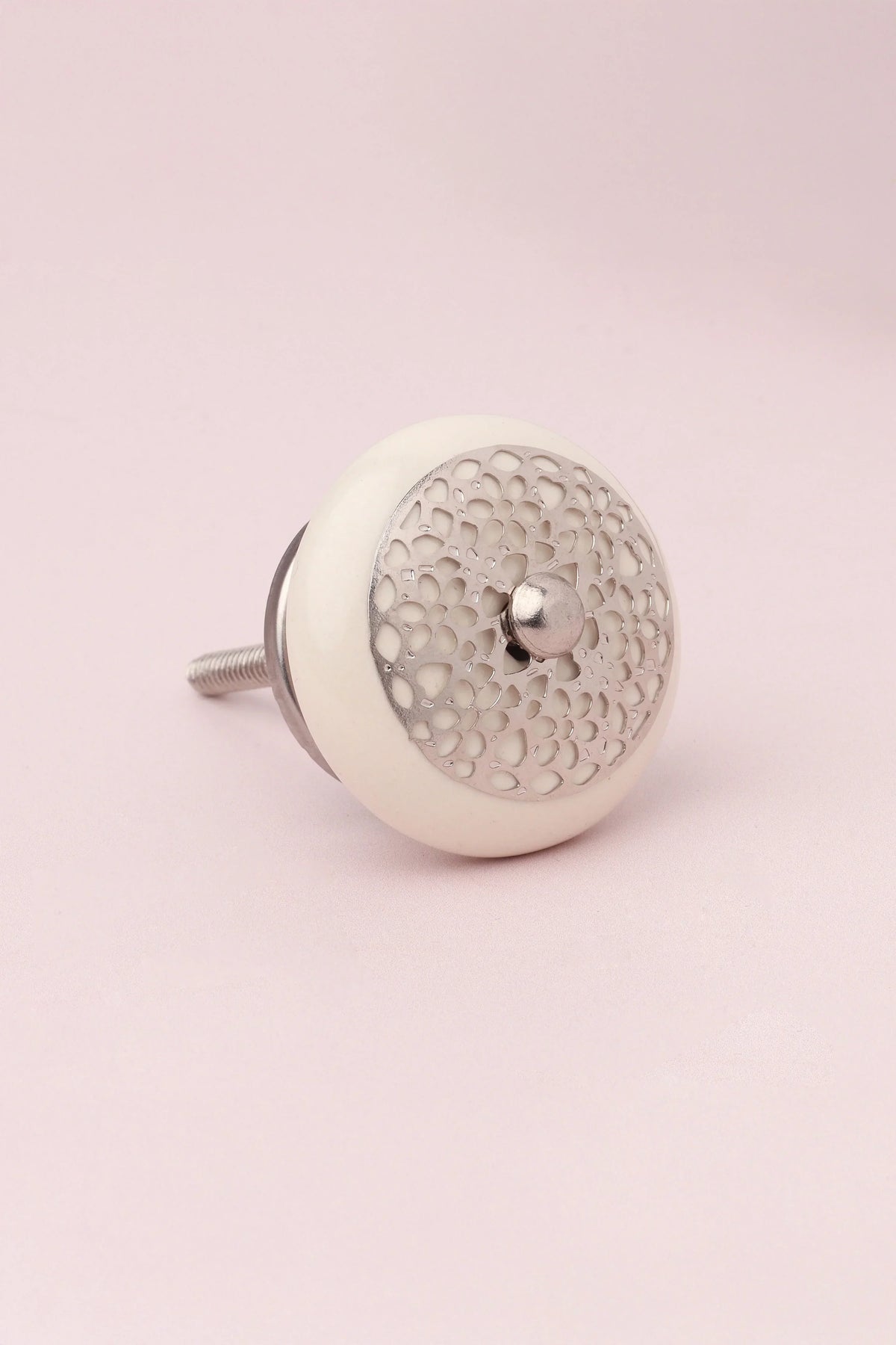 Silver Applique II Elegant Lace Ceramic Cabinet Knob — view 7, G Decor