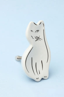 Sleepy Cat and Loyal Pup Furry Friends Ceramic Cabinet Knob