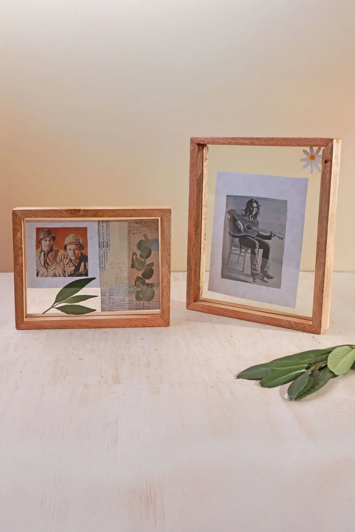 Taru Mango Wood Freestanding Double Glass Photo Frame — alternate view, G Decor