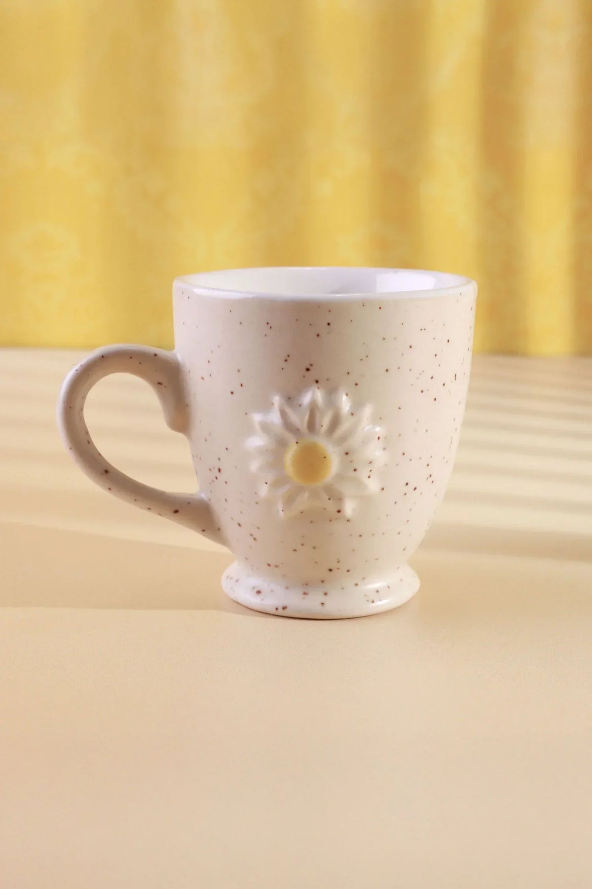 Daisy Press Hand-Painted Ceramic Tea Coffee and Espresso Mug Collection — lifestyle view, G Decor