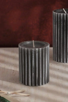 Textured Harmony Scented Pillar Candle in Dark Grey