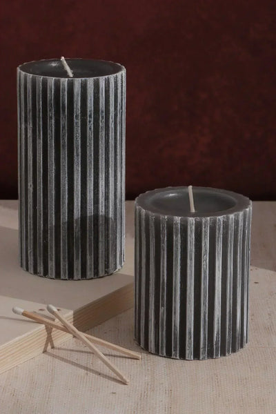 Textured Harmony Scented Pillar Candle in Dark Grey