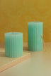 Textured Harmony Scented Pillar Candle in Light Green — G Decor