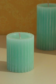 Textured Harmony Scented Pillar Candle in Light Green