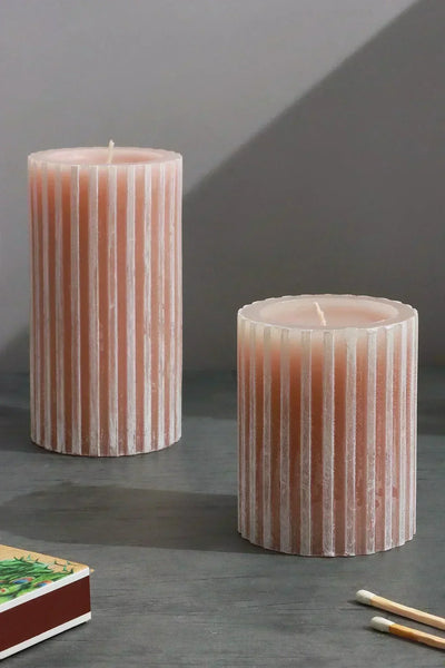 Bougie Pilier Parfumée Harmonie Texturée Rose