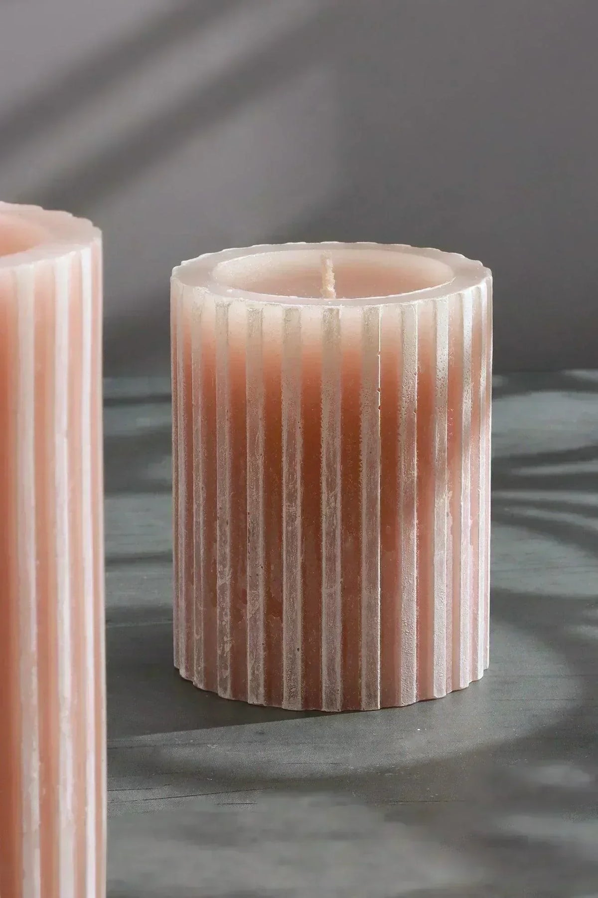 Textured Harmony Scented Pillar Candle in Pink — alternate view, G Decor