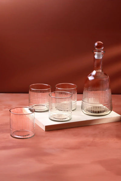 Virelle handgravierte Glasbecher oder Dekanter, 4er-Set
