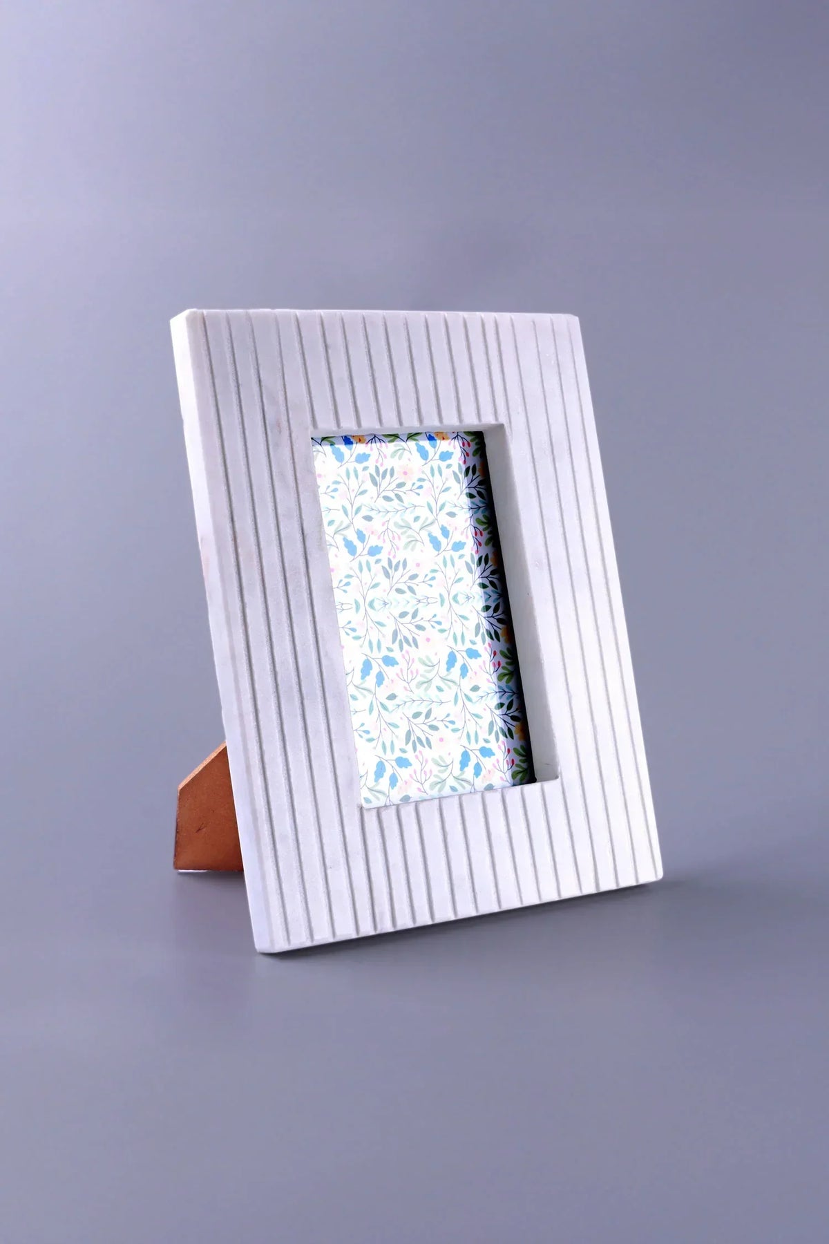 Vittoria Marmo Marble Photo Frame with Fluted Carving — alternate view, G Decor