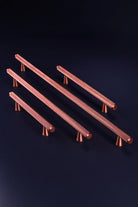 Chelsea Diamond-Knurled Brass Bar Pull Handle in Rose Brass — lifestyle view, G Decor