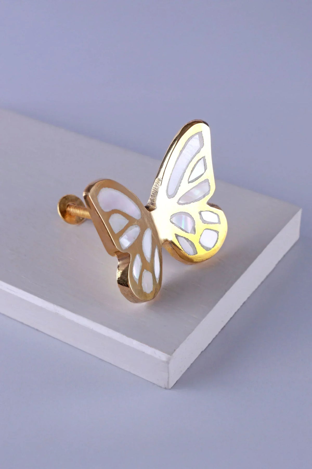 Papillon Royale Brass and Mother of Pearl Butterfly Cabinet Knob — G Decor