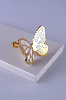 Papillon Royale Schmetterlings-Schubladenknauf aus Messing und Perlmutt