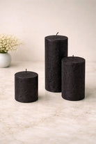 Adelle Obsidian Signature Waxwork Pillar Candle in Matte Black — G Decor