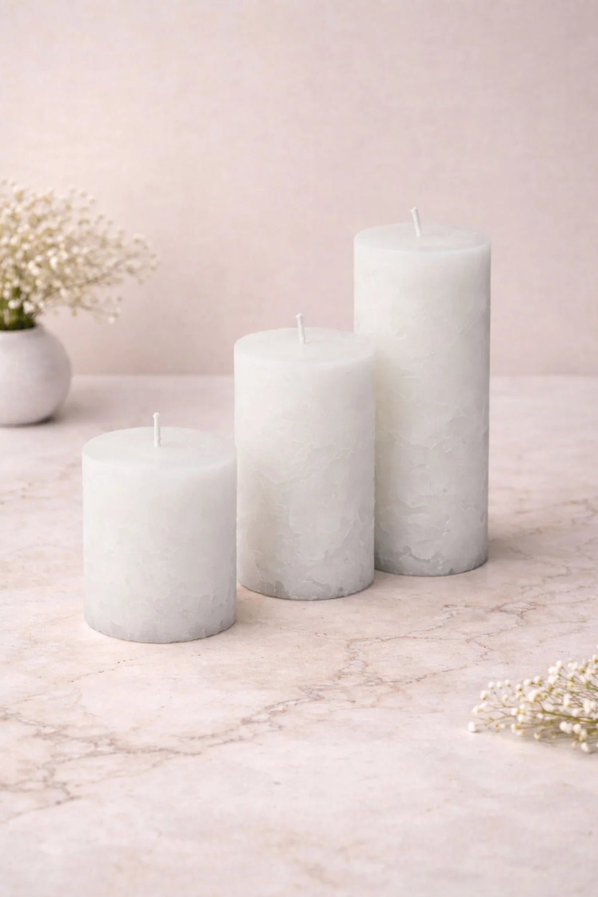 Adelle Pure White Signature Waxwork Pillar Candle in Soft Matte — G Decor