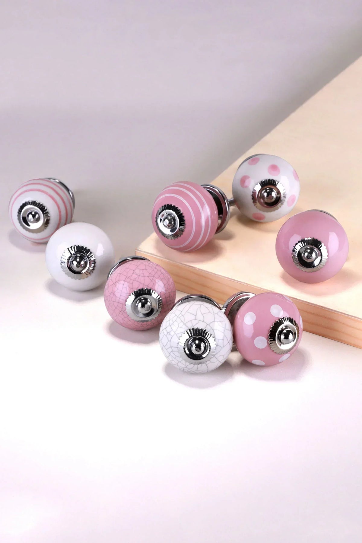 Pink Hand-Painted Ceramic Cabinet Knobs Set of 8 — G Decor
