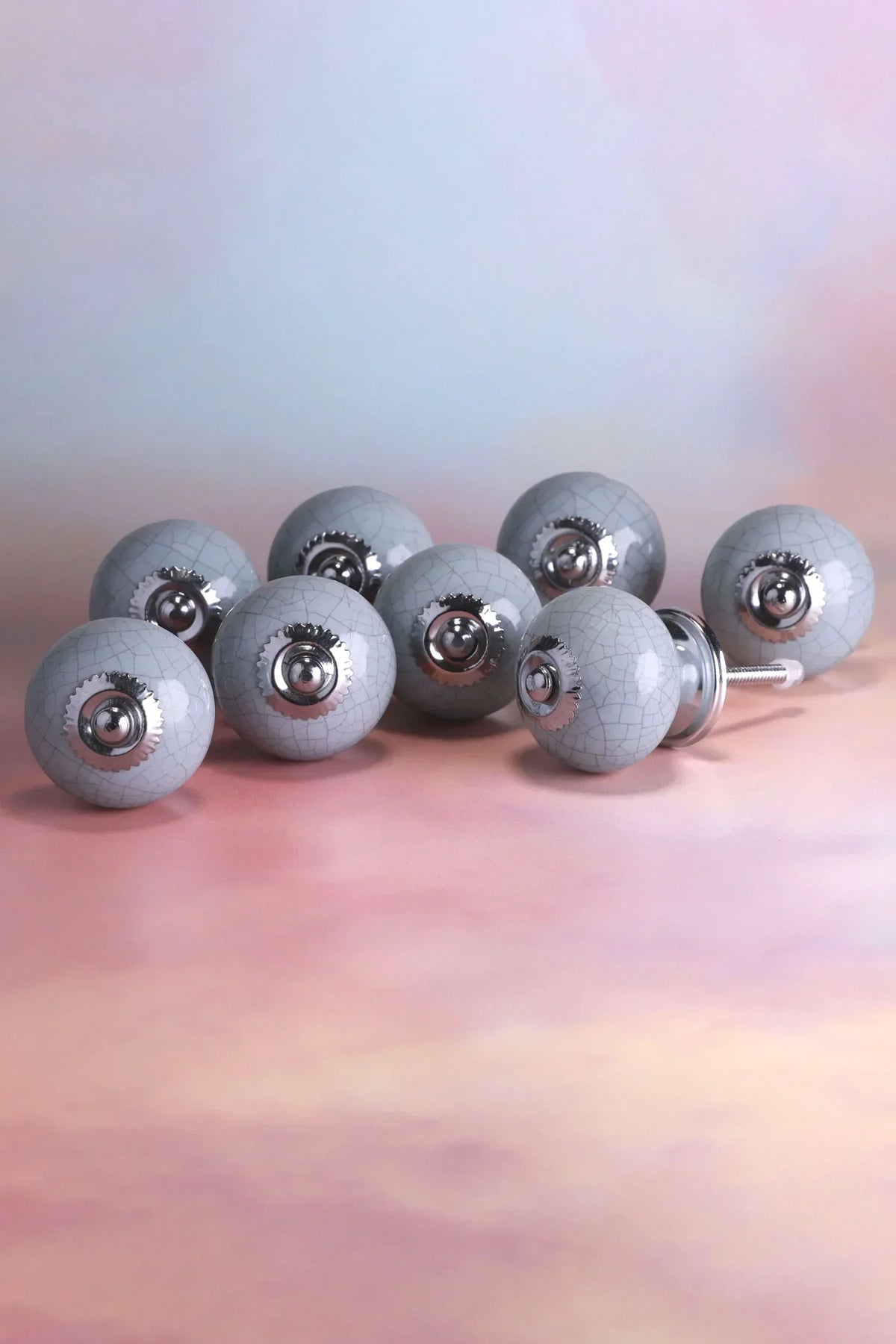 Dove Grey Crackle Ceramic Cabinet Knobs Set of 8 — view 5, G Decor