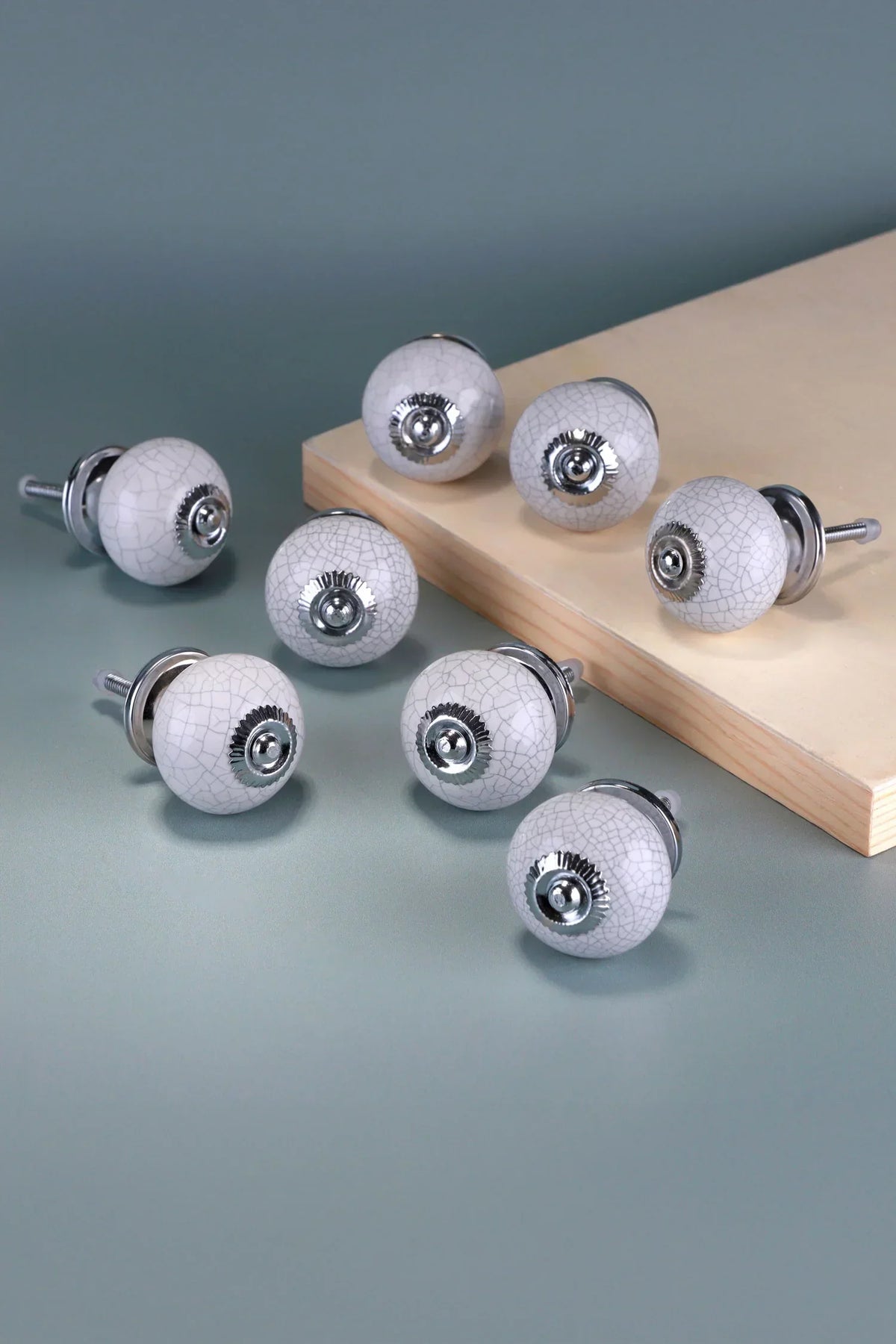 Pure White Crackle Ceramic Cabinet Knobs Set of 8 — G Decor