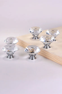 Diamantgeschliffene Türknöpfe aus klarem Kristallglas, 6er-Set
