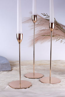 Verro Lot de 3 bougeoirs de table en acier inoxydable coloris or rose