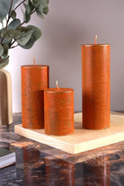 Fern Amberstone and Gold Hand-Finished Pillar Candle — G Decor