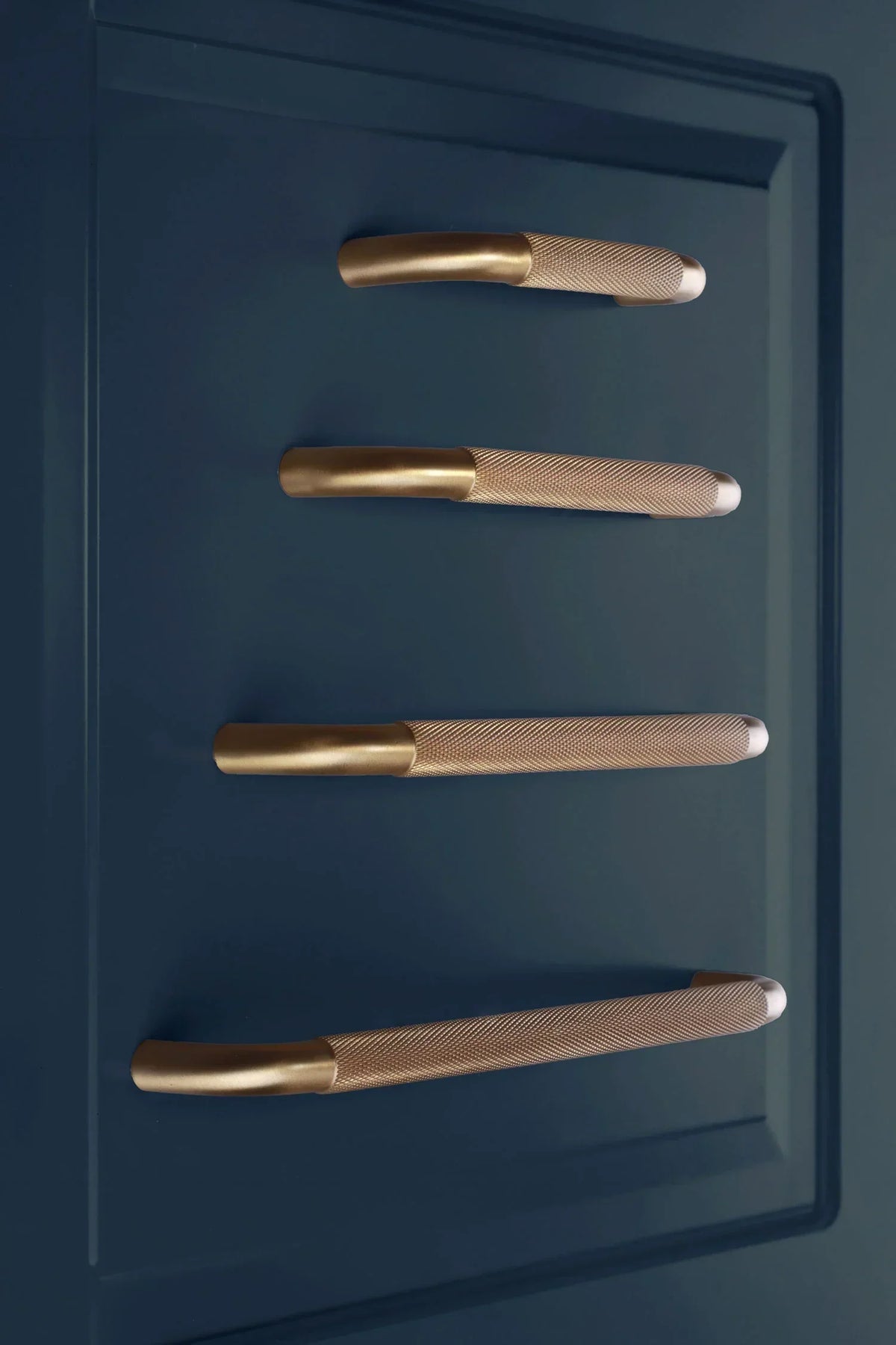 Chesterfield Knurled Brass D Handle, Satin — lifestyle view, G Decor